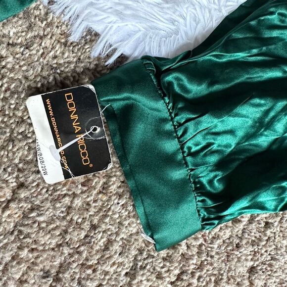 Donna Ricco Silk Dress Green Belted New Wicked Witch Evening Womens Size 20W - Picture 8 of 11